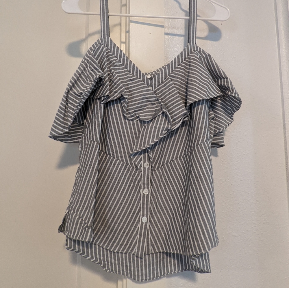 Veronica Beard Striped Off The Shoulder Top